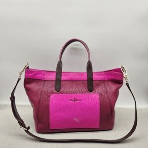 Cole Haan Crosby Crossbody Colorblock Shopper Pebbled Leather Winery Orchid